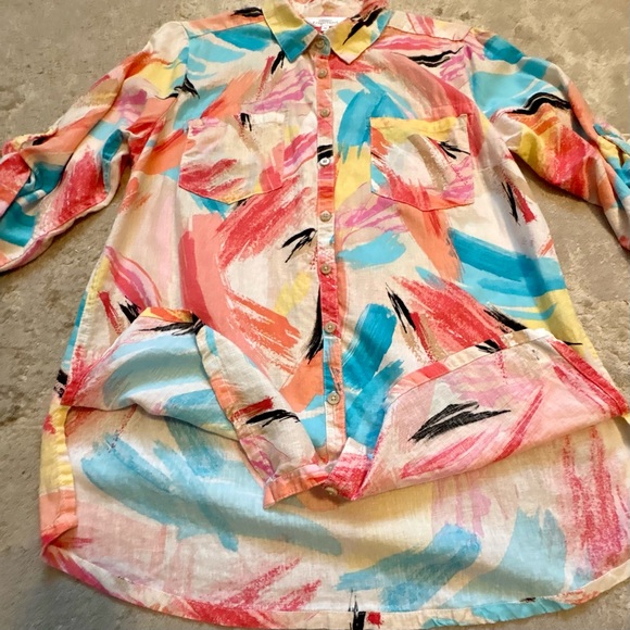Northern Reflection Women’s Linen Blend Abstract Button-Up Shirt Size Medium - Picture 12 of 14
